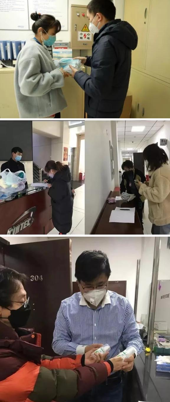 發(fā)放防護物資：口罩、手套、消毒液、洗手液